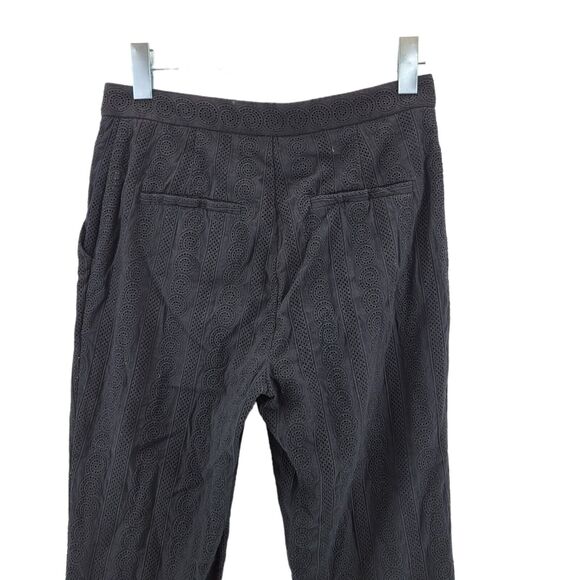 A.L.C. Pants Size 6 Black Lace Straight Leg Cropped High Rise Cotton Semi-Sheer - Picture 4 of 11